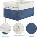 TheWarmHome Storage Bins for Shelves - 1 Pack 13.8x9.7x6.7 inch Collapsible Storage Basket for Organizing, Dog Toy Bin for Closet Organizer laundry Cloth Nursery (White & Jean Blue) by TinyTreasures Baby Boutique