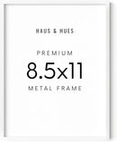 HAUS AND HUES 8.5x11 White Picture Frame - Aluminum Photo Frames for Wall Collage, Shatterproof Plexiglass - Perfect for Diplomas, Documents, Certificates (8.5x11 in, White) by CozyNest Decor