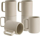 E-liu Porcelain Tea Mugs Coffee Mug Set, Large 15 Ounces Cups for Coffee, Tea, Cocoa, and Mulled Drinks, Set of 6, Unglazed (Natural) by CozyNest Decor