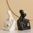 Porcelain Romantic Couple Figurines Statue White Aesthetic Decorations Hugging Couple Sculptures - Modern Ceramic Sculpture Home Accents for Living Room Bedroom Coffee Table, Desktop, Bookshelf by CozyNest Decor