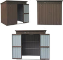 Domi Outdoor Storage Shed 6' x 4.5’, Metal Garden Shed with Galvanized Steel Frame for Bike, Tools, Lawn Mowers, Pool Toys, Outdoor Storage Cabinet with Lockable Door for Garden Lawn Patio (Brown)