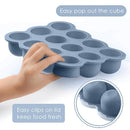 Samuelworld Baby Food Storage Container, 12 Portions x 2.5oz - BPA Free Silicone Freezer Tray with Clip-On Lid for Breast Milk Storage, Homemade Baby Food, Vegetable & Fruit Purees - Navy Blue by TinyTreasures Baby Boutique
