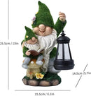 Solar Garden Gnome Statue Flocked Reading Parent & Child Gnomes with LED Light, Outdoor Waterproof Lawn Ornament Decor for Patio Lawn Yard Pathway Gift Idea for Women Mom Mothers Day by CozyNest Decor