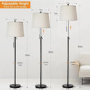 Floor Lamps for Living Room, Black Floor Lamp Adjustable Height Standing Lamp, Dimmable Modern Tall Floor Lamp for Bedroom Office with Beige Linen Shade, 8W 3000K Bulb Included by CozyNest Decor