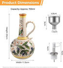 Ceramic Olive Oil Dispenser Bottle 23oz with Handles, Hand Painted Multi-Use Oil Cruet & Flower Vase, Decorative Stoneware Kitchen Cruet with Stainless Steel Spout for Oils, Sauces, Vinegar (A) by CozyNest Decor