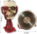 Skull Goblet Chalice Wine Cups Medieval Chalice Skull Cup Stainless Steel 3D Whisky Shot Glasses Realistic Resin Octopus Tentacle Beverage Halloween Drinking Cup Novelty by CozyNest Decor