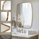 ANDY STAR 30x36” Gold Bathroom Mirror, Oblong Brass Mirror with Stainless Steel Metal Frame, Brushed Gold Oval Vanity Mirror for Over Sink, Modern Anti Rust Wall Mounted by CozyNest Decor