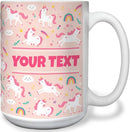Personalized Mug for Kids - Pink Unicorn - Custom Name/Text, Ceramic Hot Chocolate/Cocoa/Coffee Cup for Girls, Birthday/Christmas/Holiday Gift - 15 oz, White Handle by TinyTreasures Baby Boutique
