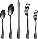 20 Pcs Black Silverware Set for 4 with Hammered Design, Food Grade Stainless Steel Flatware Set, Eating Utensils Sets Include Fork/Knife/Spoon, Cutlery Set, Dishwasher Safe by CozyNest Decor