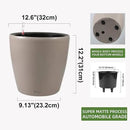 Dexceder 13x12 Self Watering Planter with Wheels Indoor Outdoor, Inner Pot Design, Thickened Large Floor Standing Flower Plant Pot with Water Level Indicator (Taupe Matte) by CozyNest Decor