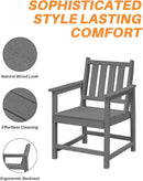 Patio Dining Chair Set of 2, HDPE Outdoor Dining Chair, Ergonomic HDPE Dining Chairs with Deep Seating, All Weather Outdoor Chairs Furniture for Backyard, Deck, Garden, Poolside, Smoke Gray by CozyNest Decor
