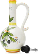 Hand-Painted Ceramic Olive Oil Dispenser Bottle – 15oz Decorative Stoneware Cruet with Stainless Steel Spout for Oil, Vinegar, Syrups, and Sauces by CozyNest Decor