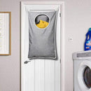 KEEPJOY Hanging Laundry Hamper Bag with Free Adjustable Stainless Steel Door 2 PCs Suction Cup Hooks, Best Choice for Holding Dirty Clothes and Saving Space, Grey by CozyNest Decor