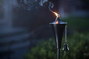 Set of 4, Oahu Premium Metal Patio Torches, 53" Tall- Tiki Style/w Snuffer, Fiberglass Wick & Large 16oz Oil Lamp for Deck, Patio, Lawn, Garden, Luau (Smooth Black) by GreenHaven Gardens