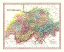 Vintage Map of Switzerland 1836