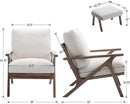 chairus 2 Sets Mid-Century Modern Accent Chairs with Ottoman, Linen Fabric Armchair with Wood Legs Comfy Upholstered Single Sofa Chair for Living Room/Bedroom/Lounge, White by CozyNest Decor
