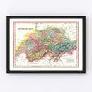 Vintage Map of Switzerland 1836