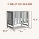 EvoNest Baby Crib, 6 in 1 Convertible Mini Crib with Wheels, 100% New Zealand Pinewood Growing Bed, 4 Adjustable Mattress Height，Washed Natural (Grey) by TinyTreasures Baby Boutique