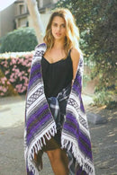 Del Mex Classic Mexican Blanket, Large Authentic Woven Falsa Throw (70"x50"), Artisan Southwest Décor for Beach, Yoga, Outdoors (Purple) by CozyNest Decor