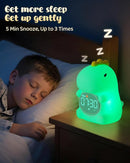 Dinosaus Alarm Clock for Kids with Night Light, Sleep Training Clock Time to Wake Clock, Rechargeable Silicone Light for Bedroom, Perfect Sleep Companion for Boys Girls by TinyTreasures Baby Boutique