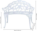 JARDIN DE CENTENNIAL Patio Garden Bench Metal Park Bench Cast Aluminum Outdoor Furniture with Floral Rose for Patio,Park,Lawn,Yard (White) by GreenHaven Gardens
