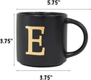 COLLECTIVE HOME - Monogram Ceramic Mugs, 15 oz Golden Initial Black Coffee Cups, Elegant Alphabet Tea Mugs, Elegant Personalized Mug with Gift Box, Unique Mug with Double Side Capital Lette (E) by CozyNest Decor
