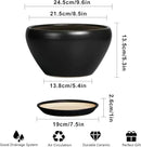 Plant Pot Large 9 Inch - Ceramic Pots for Plants with Drainage Hole and Saucer Round Planter for Indoor Plants Decorative Outdoor Flower Pot Large for House Balcony Black by GreenHaven Gardens