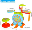 Play Baby Musical Big Toy Kids Drum Set with Adjustable Mic and Seat - Many Functions and Activities for Hours of Play - Pretend to Be A Real Drummer with Drumsticks, Pedals, and Bass Drum by TinyTreasures Baby Boutique