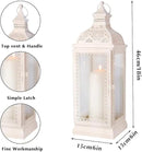 TRIROCKS Rustic Style Metal Candle Lantern 19'' High Decorative Hanging Lantern Candle Holder with Tempered Glass for Christmas Living Room Garden Yard Patio Parties Events Indoors Outdoors(Cream) by CozyNest Decor