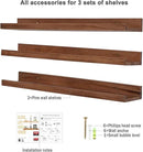 AZSKY Floating Photo Shelves Fair Light Walnut 24 Inch Picture Ledge for Storage Wall Book Shelves Hanging Picture Photo Frame Ledge Shelves with Lip a Set of 3 Same Sizes Kitchen Spice Rack by CozyNest Decor