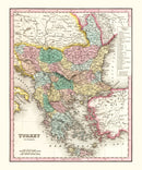 Vintage Map of Turkey (in Europe) 1836