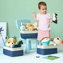 TheWarmHome Storage Basket for Organizing - Medium 3 Pack 14x10x7 inch Fabric Storage Cubes for Shelves with Rope, Collapsible Storage Bin for Organizer Closet Cloth Gift Toy (White & Jean Blue) by CozyNest Decor