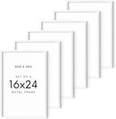 HAUS AND HUES 16x24 White Metal Picture Frames - Features Premium Aluminum, Vertical & Horizontal Hang, Shatterproof Plexiglass - Perfect for Home, Room, Office (16x24 in, White, Set of 6) by CozyNest Decor