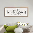 comurdyo Sweet Dreams Wall Decor Above Bed Sign 40" x 15" Master Bedroom Wooden Antique Framed Large Rustic Farmhouse Guest Room Beautiful Simple Hanging Plaque Over Bed Wall Art (Wood) by CozyNest Decor