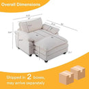 Karl home Oversized Accent Chair Teddy Fleece Sofa with Chaise, Modern Sofa Chair with Removable Ottoman Modular 1-Seater Couch and 2-Layer Ottoman for Living Room, Apartment, Studio, Beige by CozyNest Decor