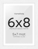 Homeforia 6x8 Picture Frame White, High End Oak 8x6 Wooden Frames with Mat 7x5 Print, 6 x 8 White Wood Frame Matted to 5 x 7 inch Photo, 6by8 Wall or Tabletop Frame, Tempered Glass, Wall Kit, Set of 1 by CozyNest Decor