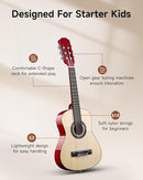 Moukey 30" Acoustic Guitar for Beginners Kids Youth 1/4 Size Dreadnought Guitarra Acustica Kit with Chord Poster, Gig Bag, Tuner, Picks, Nylon Strings, Capo, Strap - Natural by TinyTreasures Baby Boutique