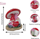 Garden Pink Tiny Gnome Couple Statue with Red Heart Mushroom Funny Outdoor Resin Figurines Home Decorations Valentine’s Day Housewarming Ornament Gift by GreenHaven Gardens