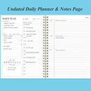 Daily Planner Undated - B5 To Do List Notebook Hourly Schedules, Spiral Appointment Planner for Women and Men, PVC Hardcover, Inner Pocket, Elastic Closure, 7" x 10", Blue Watercolor by TinyTreasures Baby Boutique