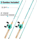 Sougayilang Fishing Rod and Reel Combo, 2-Piece 5-Foot 6-Inch Graphite & Fiberglass Rod, Durable and Strong, Quickset Anti-Reverse Fishing Reel (1Pack/2Pack) by TinyTreasures Baby Boutique