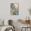 Small town scenery poster on the bank of the mountain stream is suitable for living room bedroom and office natural oil painting poster by CozyNest Decor