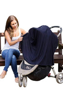 Byrd & Blume Maternity Nursing Cover Breathable Lightweight Breastfeeding Cover Wrap Shawl Scarf Poncho Full 360 (Navy, One size) by TinyTreasures Baby Boutique