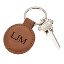 Leatherette Round Keychain, Caramel 1.875" by creativegiftsdirect