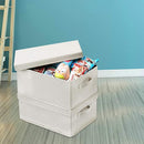 HOONEX Foldable Storage Bins with Lids, 2 Pack, Storage Boxes with Carrying Handles and Sturdy Heavy Cardboard, 16.5" L x 11.8" W x 7.5" H for Shoes, Books, Clothes, Linens, Beige by TinyTreasures Baby Boutique