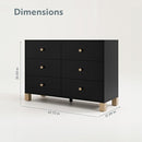 Storkcraft California 6-Drawer Double Dresser (Black with Driftwood) - GREENGUARD Gold Certified, Interlocking Drawer System, Dresser Drawer Organizer for Kids Bedroom by TinyTreasures Baby Boutique