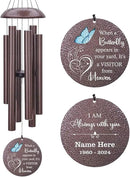 Sympathy Wind Chimes, Personalized Butterfly Wind Chimes for Loss of Loved One, Commemorative Sympathy Gifts for Funeral, in Memory of Dad/Mom/Husband/Wife by CozyNest Decor