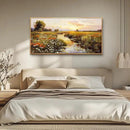 PHAOHUAXM Large Wall Art For Living Room Canvas Wall Decor For Bedroom Watercolour Painting Office Decoration Countryside Sunrise Scenery Wall Picture Ready To Hang Home Decor Wood Framed 20x40 In by CozyNest Decor