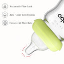 YOHKOH Natural Glass Baby Bottle with Natural Response Nipple, Newborn Anti-Colic Baby Bottles, Wide Neck Mushroom Cap Baby Bottle, Clear (Green, 3.4oz (Pack of 2)) by TinyTreasures Baby Boutique
