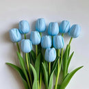 Buart Artificial Tulip in Bulk for Wedding Bridal Bouquet,Fake Flowers for Valentine's Day Mother's Day Easter Table Centerpieces Decorations(Light Blue,Real-Touch,12pcs) by CozyNest Decor