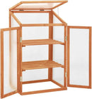 Solid Firwood Garden Portable Wooden Greenhouse with 2 Shelves and Open Bottom, Mini Greenhouse Cabinet 23.6"x17.7"x39.4"/Brown by GreenHaven Gardens
